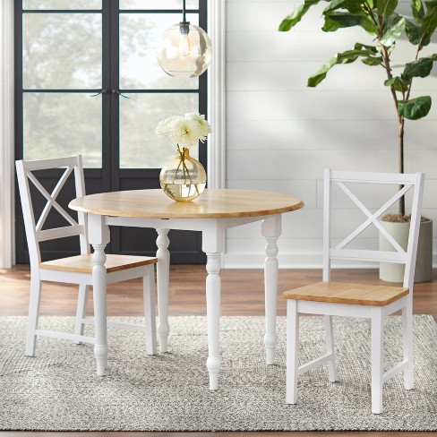 3 Piece Virginia Dining Set Wood/White - TMS : Target
