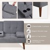 Futon Sofa Bed-Leather Small Futon Couch, Futon Lounge Sofa, Futon Convertible with Cup Holder - 4 of 4