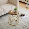 KTMBDW Small Round Sofa Side Table, Gold End Table, Contemporary Side Table Bedside Coffee Table for Living Room, Bedroom, Nursery, Natural & Gold - 4 of 4