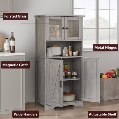 Gray Driftwood MDF Freestanding Floor Linen Cabinet with Adjustable Shelves