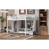 Okak Full Size Wooden Bunk Bed with Built-in Wardrobe, Storage Staircase, Loft Bunk Bed with Low Storage Table for Teens, Easy Assemble, White/Gray - 2 of 4
