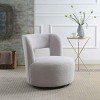 Swivel Barrel Chair with Teddy Fabric, Round Accent Chair with 360° Base for Living Room, Polywood Chair with Polyester Cushion-Coolbibila - 3 of 4