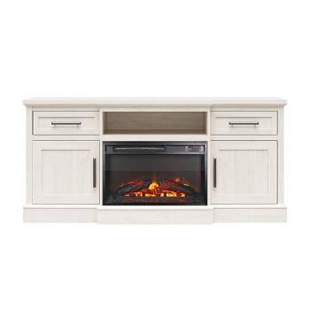 Hannepin TV Stand for TVs up to 65" with Electric Fireplace White Oak - Room & Joy
