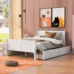 NicBex Twin/Full/Queen Size Platform Bed Frame with 4 Drawers,Wood Platform Bed with Headboard and Footboard,Solid Wood Slats Support,Easy Assembly - 1 of 4