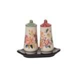 Transpac Ceramic 3.95 in. Floral Salt Pepper Shaker Set of 3