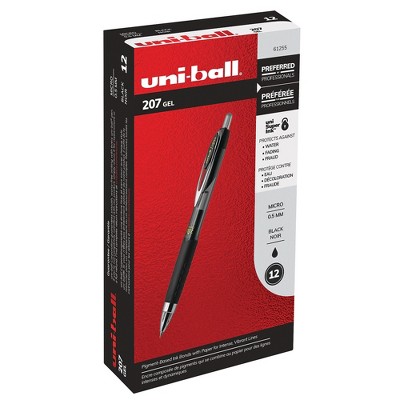 uni-ball Signo 207 Retractable Gel Pen Black Ink 0.5mm Dozen 61255