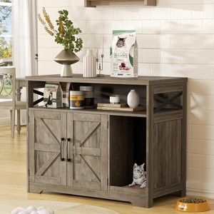 Cat Litter Box Enclosure, Hidden Litter Box Furniture with Scratch Pad - 1 of 4