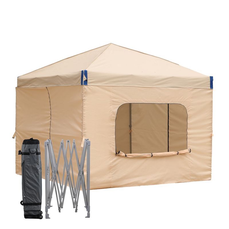 Aoodor 10' x 10' Pop Up Canopy Tent with Removable Mesh Window Sidewalls, Portable Instant Shade Canopy with Roller Bag, 1 of 8