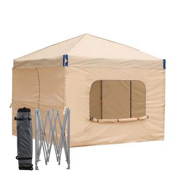 Aoodor 10' x 10' Pop Up Canopy Tent with Removable Mesh Window Sidewalls, Portable Instant Shade Canopy with Roller Bag