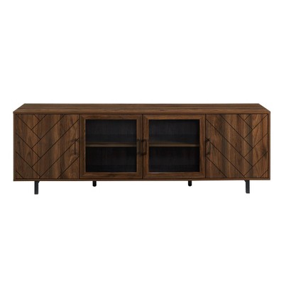 Vik Modern Boho 4 Door Herringbone TV Stand for TVs up to 80" - Saracina Home