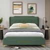 Queen/King Size Upholstered Platform Bed Frame with Wingback Headboard, PU Leather - ModernLuxe - 2 of 4