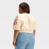 Women's Balloon Elbow Sleeve Eyelet Blouse - Universal Thread™ Cream Floral - 2 of 3