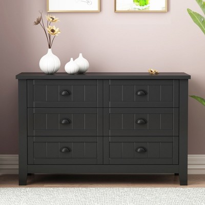 47.24 x 17.71 x 30.12 inch Bar Buffet Cabinet Sideboard Cabinet With 6 Drawers Buffet Server Console Tablestorge Cabinet, Black