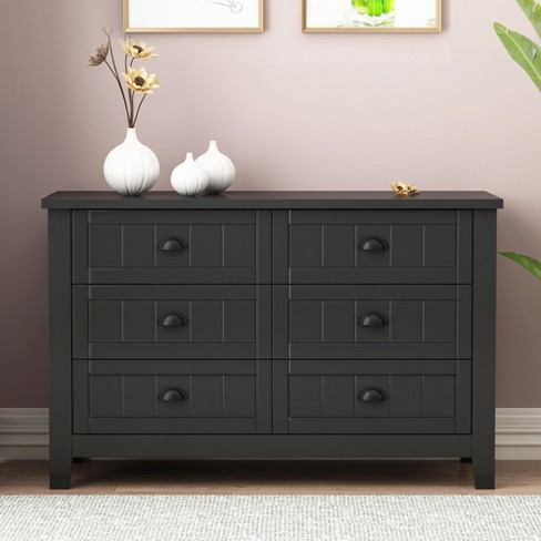 47.24 x 17.71 x 30.12 inch Bar Buffet Cabinet Sideboard Cabinet With 6 Drawers Buffet Server Console Tablestorge Cabinet, Black - image 1 of 4