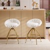 Karl Home 2 Piece Set of White Swivel Bar Stools with Teddy Fleece and Electro - Plated Gold Iron Legs - 3 of 4