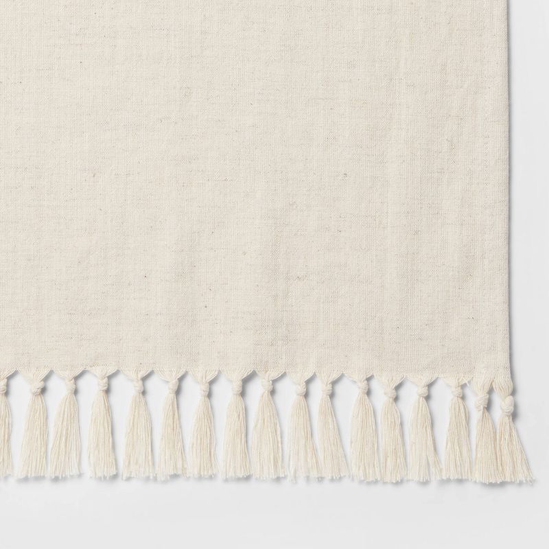 60&#34; x 84&#34; Cotton Slub Tablecloth with Tied Fringe Light Beige - Threshold&#8482;, 4 of 5