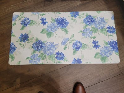 Martha Stewart Amber Floral Daisy Stripe Reverisble Water Resistant Kitchen Mat, Blue/Purple, 20x39