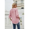 Women's Casual 3/4 Sleeve Henley V-Neck Button Up Pleated Back Blouses Swiss Dot Blouse Tops T-Shirts - 2 of 4