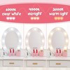 Girls Vanity Table and Chair Set with LED Light, Wooden Kids Makeup Dresser Storage Drawer & Chair for Age 4-9, Childrens Dressing Table Gift - 2 of 4