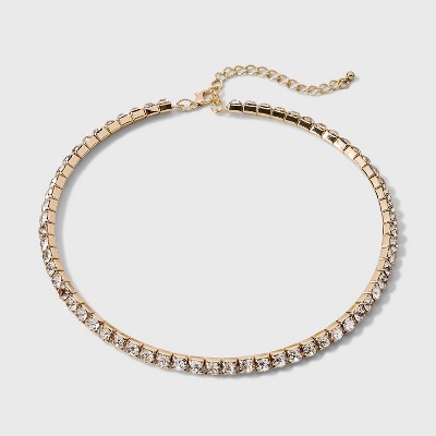 16" Rhinestone Collar Statement Necklace - A New Day™ Clear