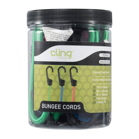 Cling 10pc Bungee Cord Assortment Jar Cargo Tie Downs : Target