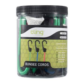 Cling 10pc Bungee Cord Assortment Jar Cargo Tie Downs