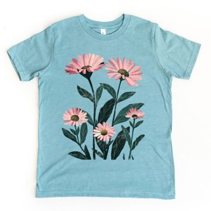 The Juniper Shop Pink Daisies Watercolor Youth Short Sleeve Tee - L - Ocean - 1 of 4