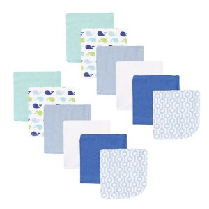 Luvable Friends Baby Boy Cotton Rich Washcloths, Boy Whale, One Size - 1 of 1