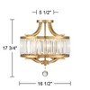 Possini Euro Design Prava 16 1/2" Traditional Semi Flush-Mount Ceiling Light Fixture Kitchen Foyer Hallway Drum Round Brass Finish Crystal Bedroom - 4 of 4