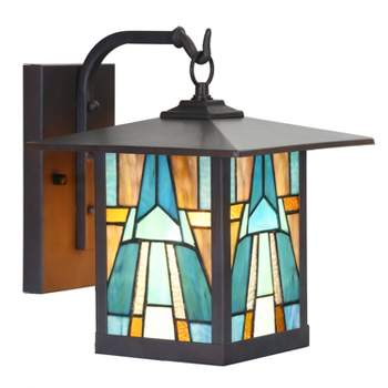 11.75" 1-Light Aqua Mission Style Outdoor Wall Lantern Sconce Bronze - River of Goods