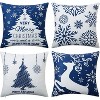 Christmas Pillow Covers Set of 4 Christmas Throw Pillow Cases with Merry Christmas Tree Snowflake Deer Winter Holiday - 2 of 4