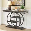 Lirago 4-Tier Entryway Table with Circular Metal Frame Made of Engineered Wood & Metal 11.81"D x 41.34"W x 31.5"H Rustic Black - 3 of 4