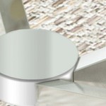 tempered glass + silver metal legs