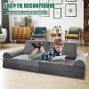 Docred Kids Couch Play Set, 8/10PCS Modular Kids Sofa Couch Fold Out Playhouse Set for Toddlers, Creative Foam Play Couchs Indoor - 4 of 4