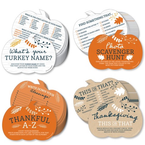 Big Dot Of Happiness Happy Thanksgiving - 4 Fall Harvest Party Games - 10  Cards Each - Gamerific Bundle : Target