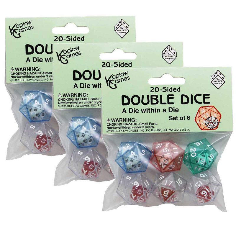 Koplow Games 20-Sided Double Dice Set, 6 Per Pack, 3 Packs, 1 of 4