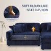 Modern Corduroy Blue Corner sofa Sleeper Sofa Couch With Comfy Deep Seat and 6 Pillows - 4 of 4