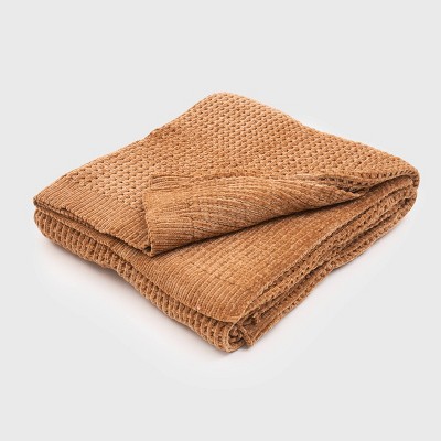 brown chenille throw blanket