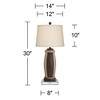 John Timberland Parker Industrial Table Lamps Set of 2 with Square Risers 30" Tall Bronze Wood USB Charging Port Oatmeal Drum Shade for Living Room - 4 of 4