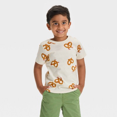 Image of Toddler Boys' Short Sleeve Pretzel Printed T-Shirt - Cat & Jack™ Beige 12M