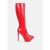 CHATTON Tan Patent Stiletto High Heeled Calf Boots - 2 of 4