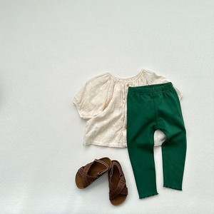 MyKids-USA Style Girls’ Fungus Leggings Spring And Autumn New Children’s Solid Color Leggings Girl’s Kindergarten Trousers - 1 of 4