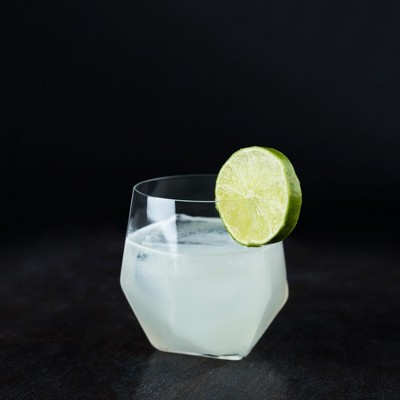 Seneca 11 oz Clear Faceted Lead-Free Crystal Lowball Tumblers Set