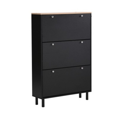 TIRAMISUBEST Rustic Shoe Cabinet - 2-Door Flip-Up, Entryway Storage (47"W x 31"H)