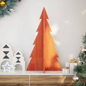 Aghana Digitals 80cm Rustic Solid Pine Wood Christmas Tree - Wax Brown, DIY-Friendly with Sturdy - 1 of 4