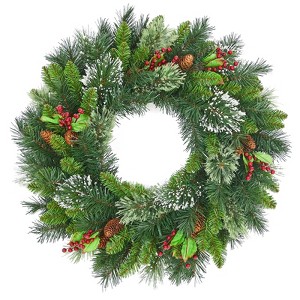 Garland, pre-installed LED lights, outdoor Christmas decoration suitable for front doors and indoor use, battery-powered, flame-retardant PVC - 1 of 4