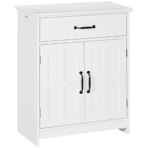 kleankin Freestanding Bathroom Cabinet, Modern Bathroom Storage Cabinet with Storage Drawer, 2 Doors & Adjustable Shelf, White - 1 of 4
