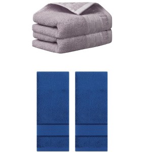 REGALWOVEN 4 Pcs Solid Soft Absorbent Hand Towel for Bathroom 14" x 30" - 1 of 4