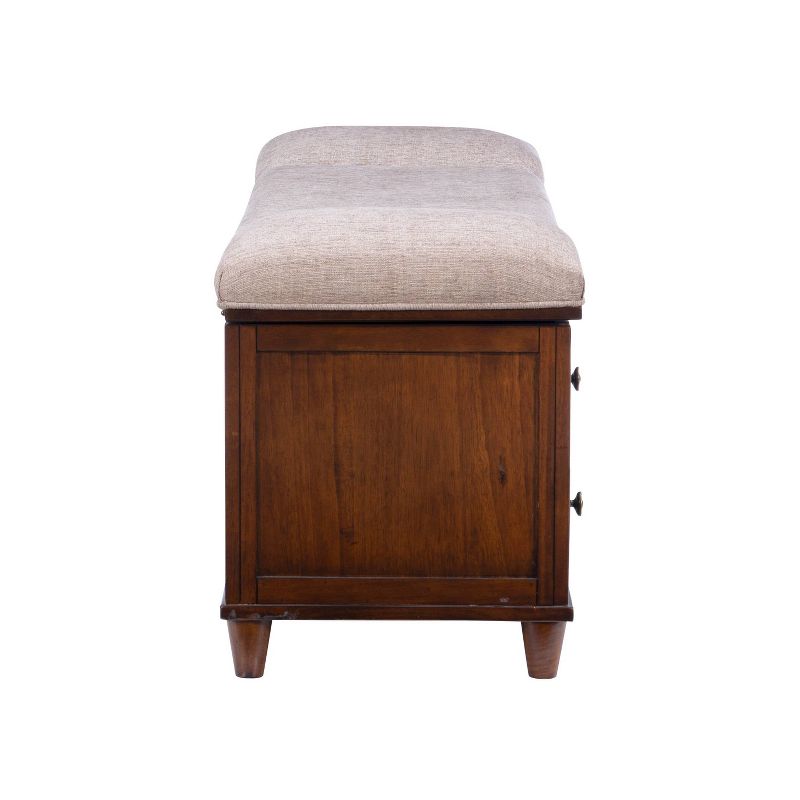 Mason Transitional Upholstered Storage Entryway Bench with 2 Drawers in Chestnut Finish - Powell, 5 of 17