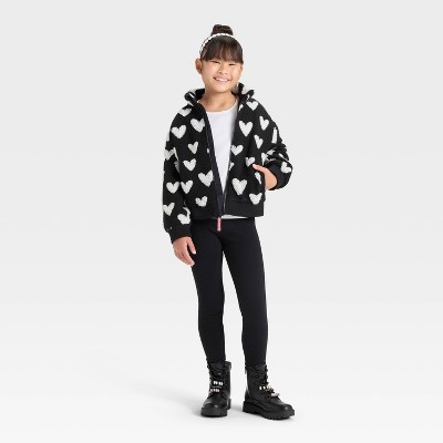 Детские куртки Cat & Jack Girls' Hearts Fleece Jacket - Cat & Jack™ Black XL — фото 2
